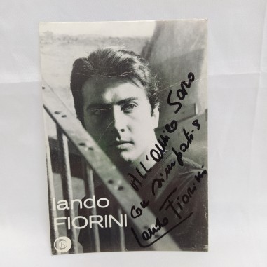 Foto autografata del cantante Lando Fiorini con dedica 1963, 15x10,5 cm. Buono