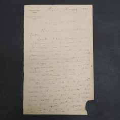 Lettera di Francesco Crispi in carta intestata e datata 1880. Strappo