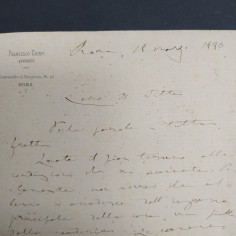 Lettera di Francesco Crispi in carta intestata e datata 1880. Strappo 2