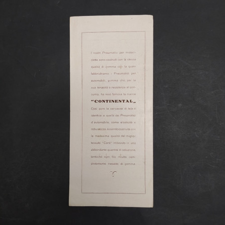 Listino degli pneumatici Continental per motociclette 1932 con pieghe e aloni