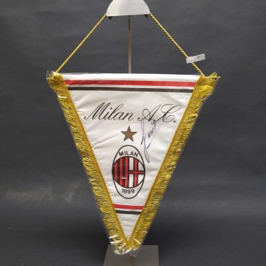 Gagliardetto calcio Milan con l'autografo di Ruud Gullit. Ben conservato