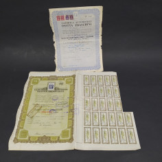 Lotto di 2 certificati azionari della Fabbrica Isotta Fraschini 1946-47. Strappi
