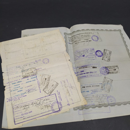 Lotto di 2 certificati azionari della Fabbrica Isotta Fraschini 1946-47. Strappi