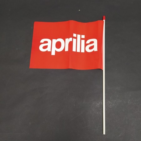 Bandierina Aprilia con autografo Biaggi con pieghe con bastoncino in plastica