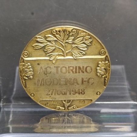 Medaglia A.C. Torino Modena F.C. 1948 in argento con simbolo del toro smaltato