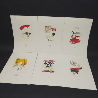 Lotto di 6 stampe Ferrari Centro Culturale GT Giovanni Taddia, 50x34,5 cm