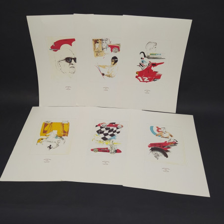 Lotto di 6 stampe Ferrari Centro Culturale GT Giovanni Taddia, 50x34,5 cm