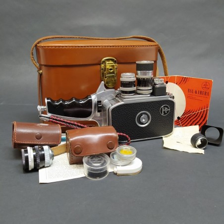 Cinepresa Bolex Paillard H8 con accessori, documenti e borsa in pelle. Buono
