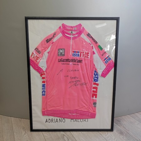 Maglia rosa ciclismo Giro d'Italia con autografo originale Adriano Malori