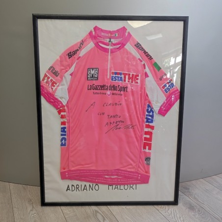 Maglia rosa ciclismo Giro d'Italia con autografo originale Adriano Malori