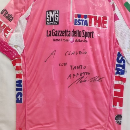 Maglia rosa ciclismo Giro d'Italia con autografo originale Adriano Malori