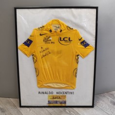 Maglia gialla ciclismo tour de France con autografo originale Rinaldo Nocentini