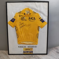 Maglia gialla ciclismo tour de France con autografo originale Rinaldo Nocentini 2