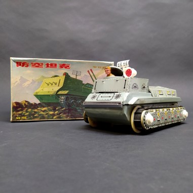 Anti-aircraft tank cinese giocattolo in latta Gyro Action a batteria con cingoli