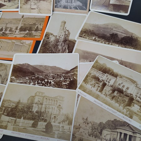 Lotto di 22 fotografie d'epoca di città e paesaggi tedeschi, alcune annotazioni