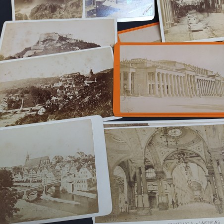 Lotto di 22 fotografie d'epoca di città e paesaggi tedeschi, alcune annotazioni