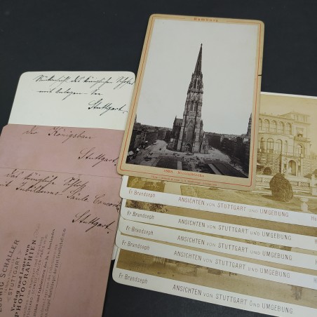 Lotto di 22 fotografie d'epoca di città e paesaggi tedeschi, alcune annotazioni