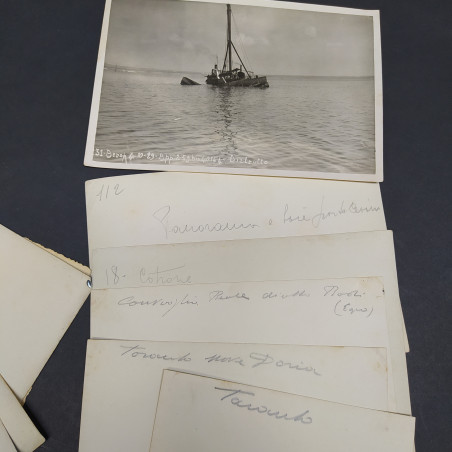 Lotto di 12 foto di navi, porti e marinai 1920 di cui alcune annotate