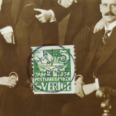 Cartolina postale svedese bollata e timbrata del 1934 con regnanti nordeuropei 2