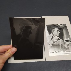 Lotto di negativo su lastra di vetro e fotografia del pilota Nino Farina, '50 2