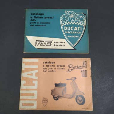 Lotto di 2 cataloghi e listini prezzi moto Ducati 175TS e Brio 48/100. Fioritura