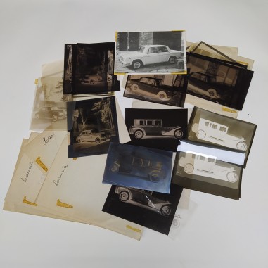 Negativi fotografici e cartoline di vetture Lancia storiche, vari modelli