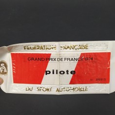 Fascia per pilota Grand Prix France GP di Francia 1974 numerato 000013. Pieghe 2