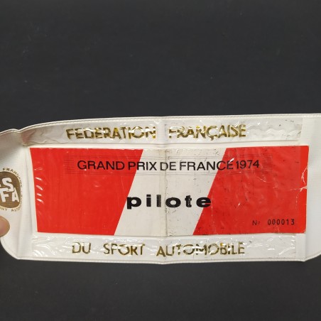 Fascia per pilota Grand Prix France GP di Francia 1974 numerato 000013. Pieghe