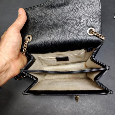 Borsetta a spalla Gucci Interlocking pelle nera