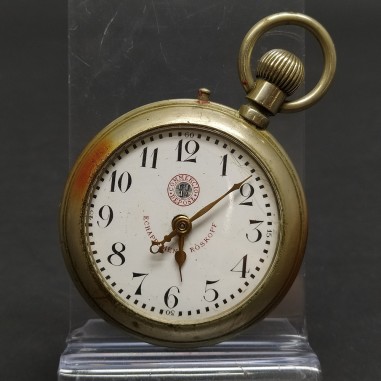 Orologio da tasca Roskopf Echapemen, diametro 57 mm con numeri arabi. Crepato