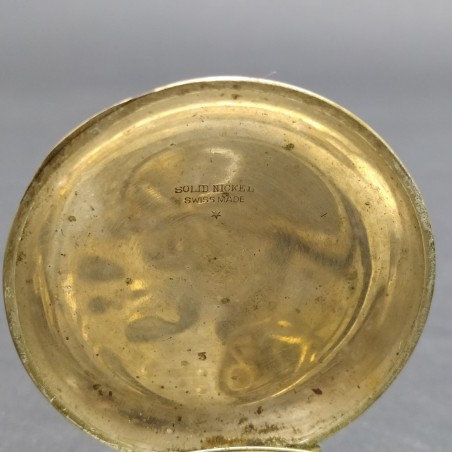 Orologio da tasca Roskopf Echapemen, diametro 57 mm con numeri arabi. Crepato
