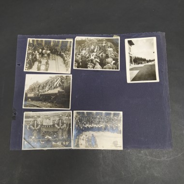 Lotto di 6 fotografie dell'arrivo del Milite Ignoto tratte da un album ingrigite