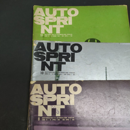 Lotto di 11 riviste autosprint anni 1964, 65 e 66 con sbucciature e macchie