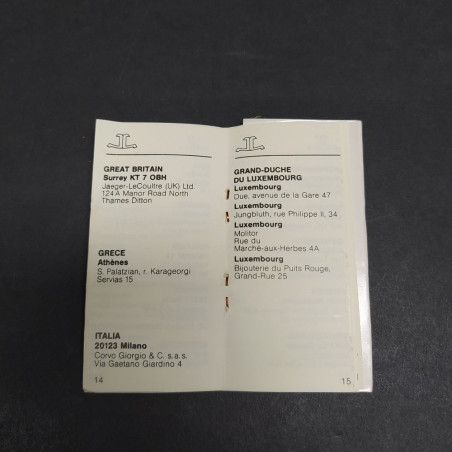 Libretto con garanzia internazionale di un orologio Jaeger-LeCoultre. Buono