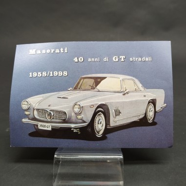 Cartolina celebrativa della vettura Maserati per i 40 anni di GT 1958/1998