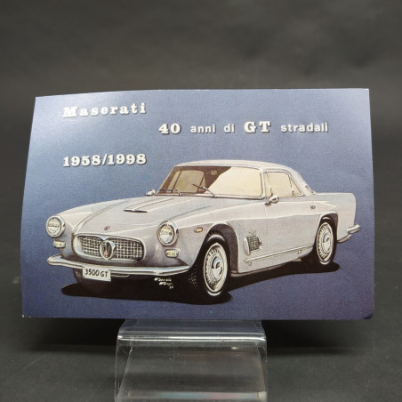 Cartolina celebrativa della vettura Maserati per i 40 anni di GT 1958/1998