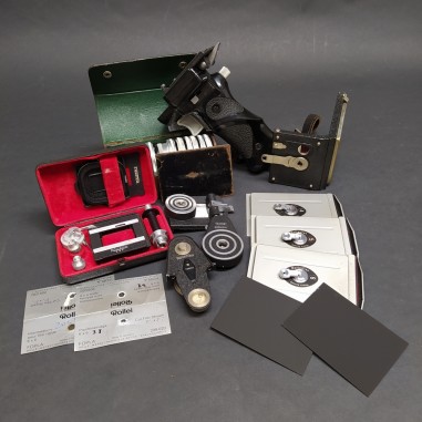 Lotto di accessori per macchina fotografica Rollei comprese lenti, ricambi