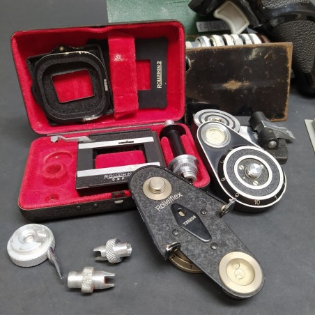 Lotto di accessori per macchina fotografica Rollei comprese lenti, ricambi