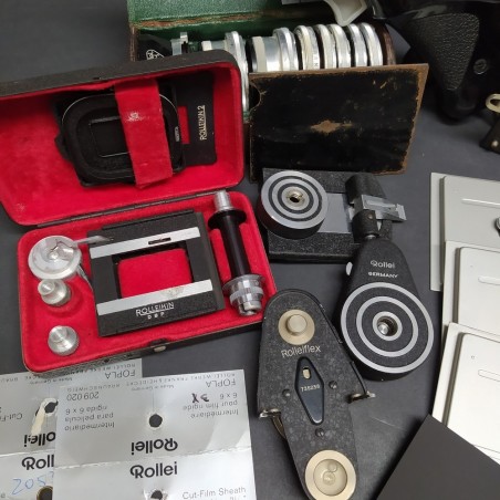 Lotto di accessori per macchina fotografica Rollei comprese lenti, ricambi