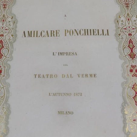 Lotto di 2 attestazioni di merito del pubblico ad Amilcare Ponchielli 1872