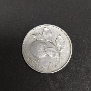 Moneta da 1 Lira R della Repubblica italiana datata 1949, metallo offuscato