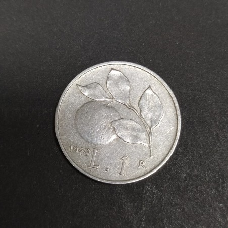 Moneta da 1 Lira R della Repubblica italiana datata 1949, metallo offuscato