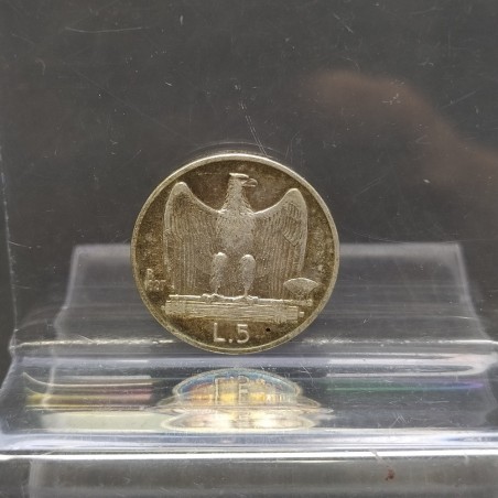 Moneta da 5 Lire Vittorio Emanuele III Re d'Italia 1927 in cofanetto Bolaffi