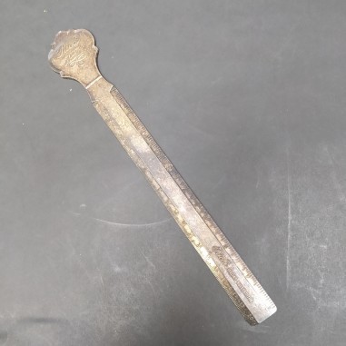 Righello in argento Ricci Argentieri in Alessandria, lunghezza 20 cm, patina