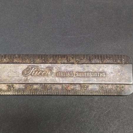 Righello in argento Ricci Argentieri in Alessandria, lunghezza 20 cm, patina