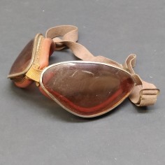 Occhiali da automobilista anni '30/'40 in plastica con imbottitura ed elastico