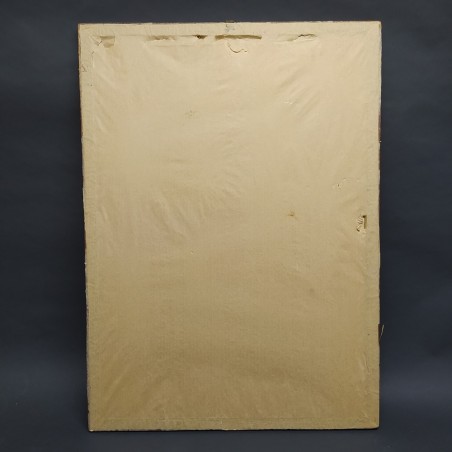 Poster Federazione provinciale fascista dei commercianti 1927 in quadro strappi