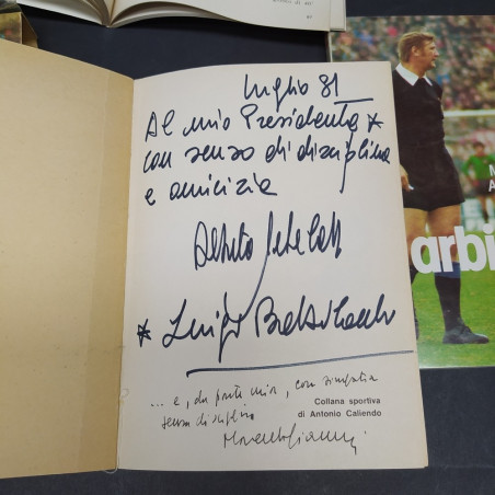 Lotto di 2 cofanetti INEI con 4 libri sul calcio e l'arbitraggio con autografi