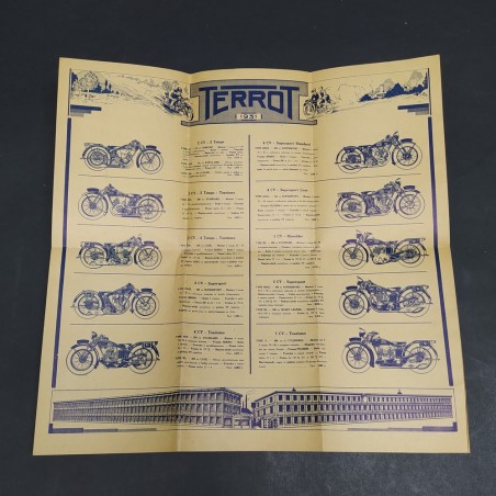 Catalogo di motociclette Terrot 1931 in francese in buone condizioni, ingiallito