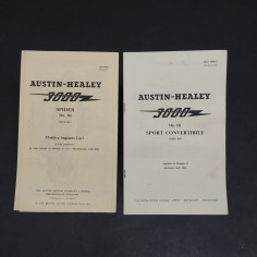 Copie anastatiche di supplementi ai manuali di auto Austin-Healey 3000. Macchie